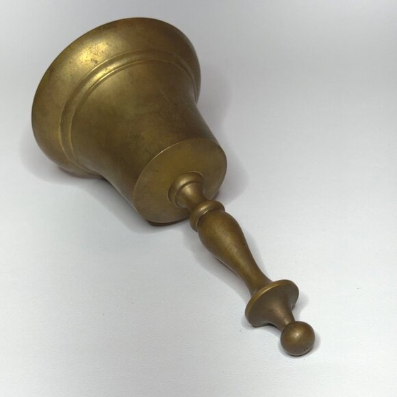 Solid Brass Hand Bell School Bell Dinner Bell India 6-1/2" Tall - Picture 2 of 6